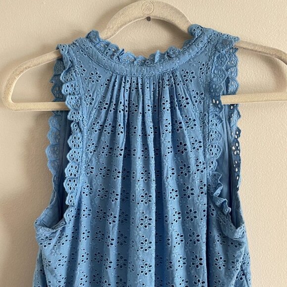 Hatley Women S Blue Eyelet Cotton Tasseled Sleeveless Tiered Emma Maxi Dress - Picture 12 of 12